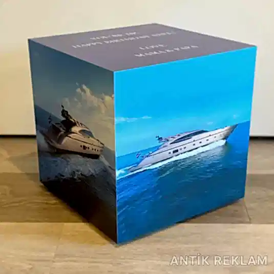 Yat fotoğraf kübü dijital baskılı tanıtım masa üstü fuar
