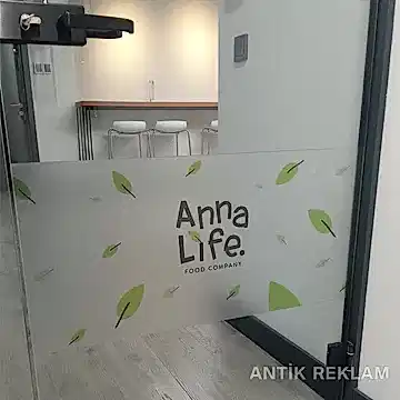 Anna Life kumlu cam filmi yaprak desenli frosted folyo görünümü