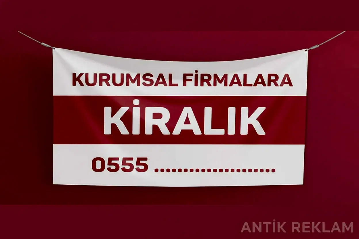 Afiş baskı pankart kırmızı beyaz kiralama gayrimenkul vinil dijital baskı dış mekan uygulaması