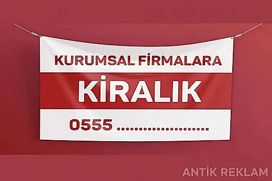 Afiş baskı pankart kırmızı beyaz kiralama gayrimenkul vinil dijital baskı dış mekan uygulaması