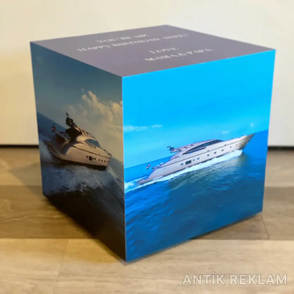 Yat fotoğraf kübü dijital baskılı tanıtım masa üstü fuar